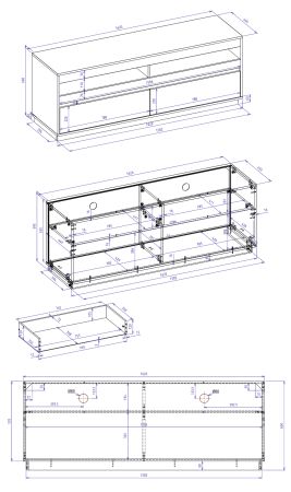 TV-Lowboard Kiruma in Kaschmir und Artisan Eiche TV Unterteil 162 x 60 cm