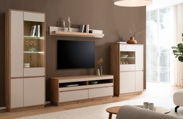 TV-Lowboard Kiruma in Kaschmir und Artisan Eiche TV Unterteil 162 x 60 cm