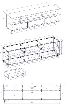 TV-Lowboard Kiruma in Kaschmir und Artisan Eiche TV Unterteil 202 x 60 cm