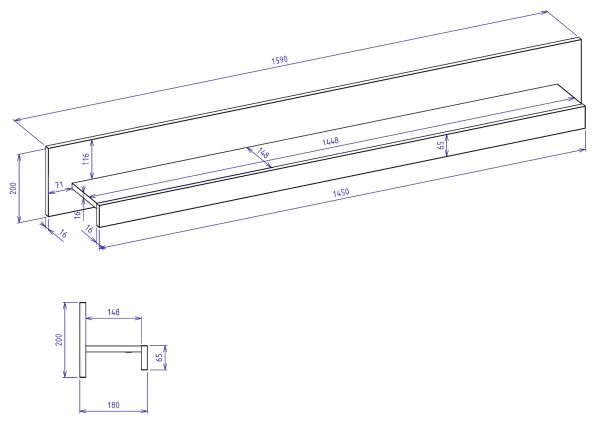 Wandboard Kiruma in Kaschmir und Artisan Eiche Wandregal 159 cm
