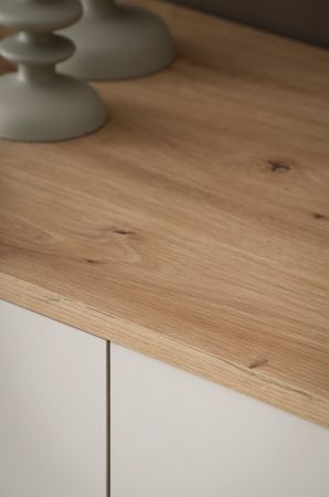 Sideboard Kiruma in Kaschmir und Artisan Eiche Kommode 202 x 89 cm, Soft-Close