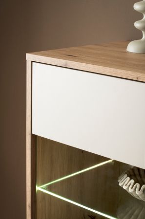 Wohnwand Kiruma in Kaschmir und Artisan Eiche Wohnkombination 3-teilig 292 cm, Soft-Close