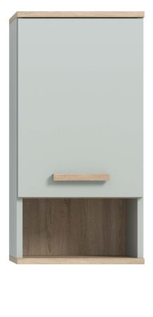 Badezimmer H�ngeschrank Luna in gr�n und Eiche Badschrank skandinavisch 34 x 68 cm