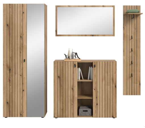 Garderobe Set 4-teilig Loreno in Evoke Eiche 237 x 192 cm