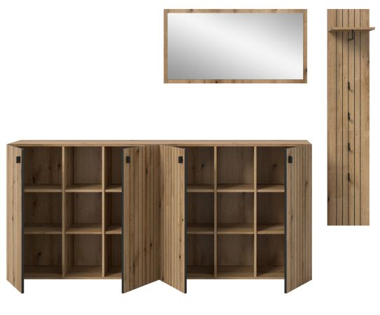 Garderobe Set 4-teilig Loreno in Evoke Eiche 258 x 192 cm
