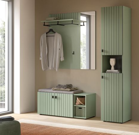 Garderobenpaneel Loreno in gr�n Wandgarderobe mit Spiegel 106 x 106 cm