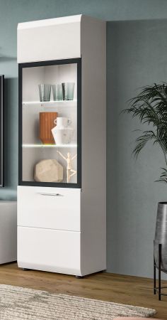 Vitrine Cover in wei� Hochglanz Vitrinenschrank 45 x 160 cm