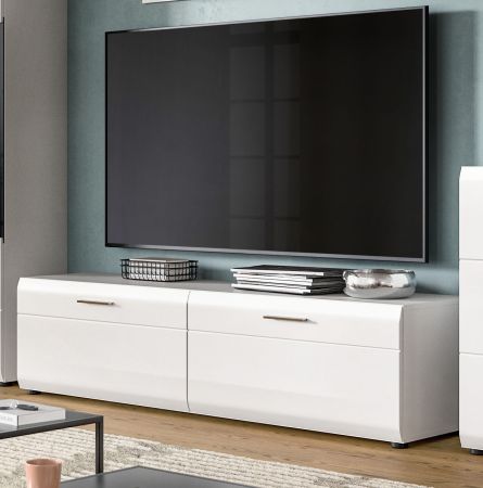TV-Lowboard Cover in wei� Hochglanz 160 x 41 cm Soft-Close-Funktion