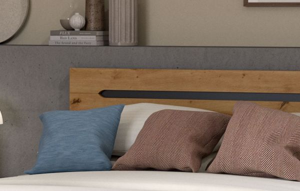 Bett Cooper in Artisan Eiche und grau Stauraumbett mit 3 x Bettschubkasten Liegefl�che 140 x 200 cm