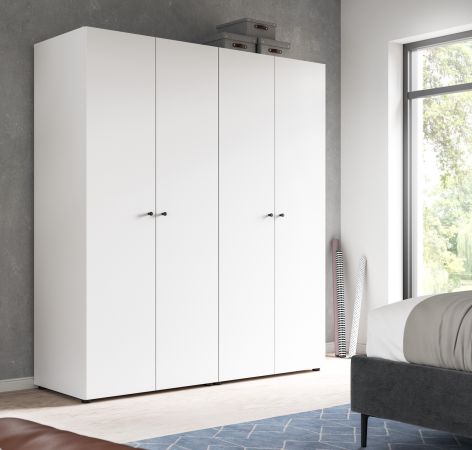 Kleiderschrank Carter in wei� Dreht�renschrank 4-t�rig 160 x 176 cm
