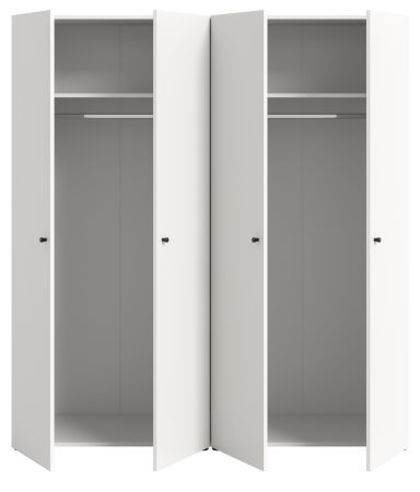 Kleiderschrank Carter in wei� Dreht�renschrank 4-t�rig 160 x 176 cm