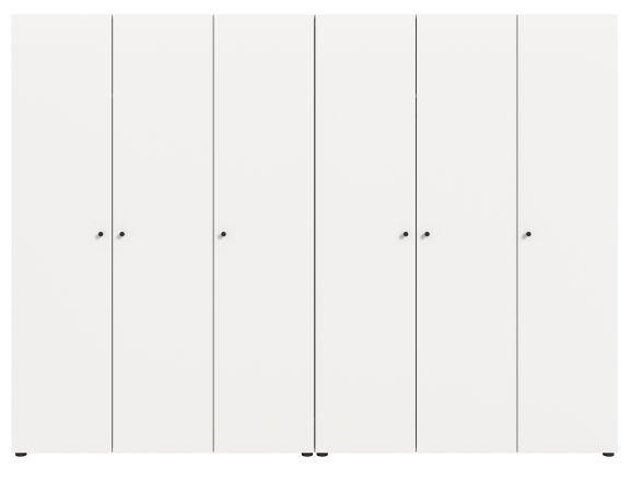 Kleiderschrank Carter in wei� Dreht�renschrank 6-t�rig 240 x 176 cm