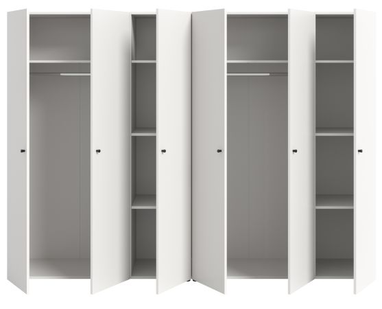 Kleiderschrank Carter in wei� Dreht�renschrank 6-t�rig 240 x 176 cm