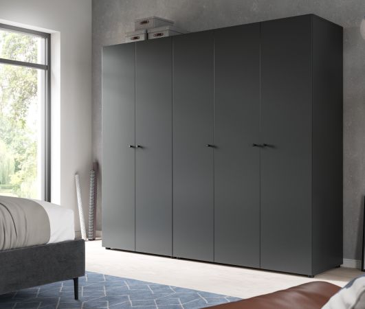 Kleiderschrank Carter in grau Dreht�renschrank 5-t�rig 200 x 176 cm