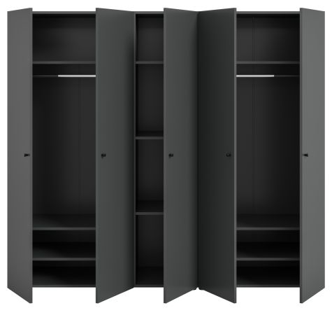 Kleiderschrank Carter in grau Dreht�renschrank 5-t�rig 200 x 176 cm