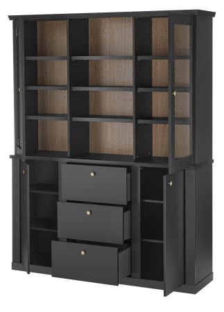 Buffet Filmore in Schwarz matt und Eiche Landhaus 158 x 201 cm, Soft-Close