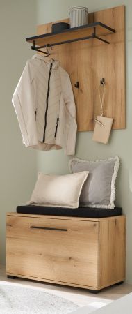 Garderobe Set 3-teilig Design-D in Evoke Eiche 80 x 200 cm