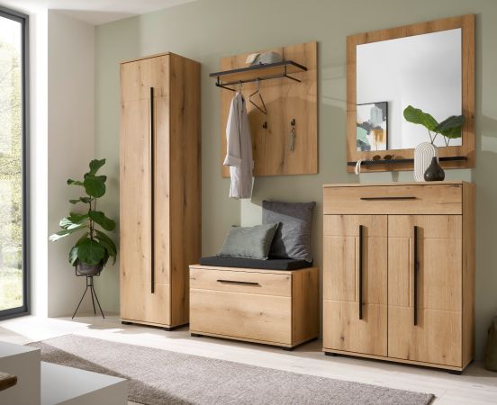 Garderobe Set 3-teilig Design-D in Evoke Eiche 80 x 200 cm