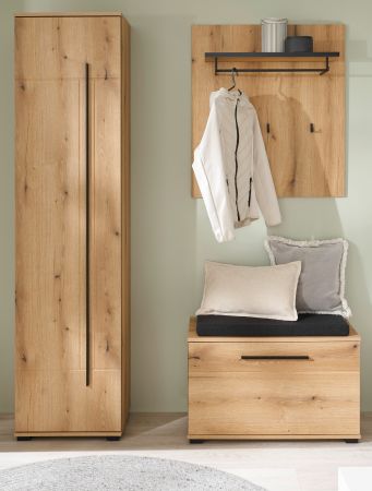 Garderobe Set 4-teilig Design-D in Evoke Eiche 140 x 200 cm