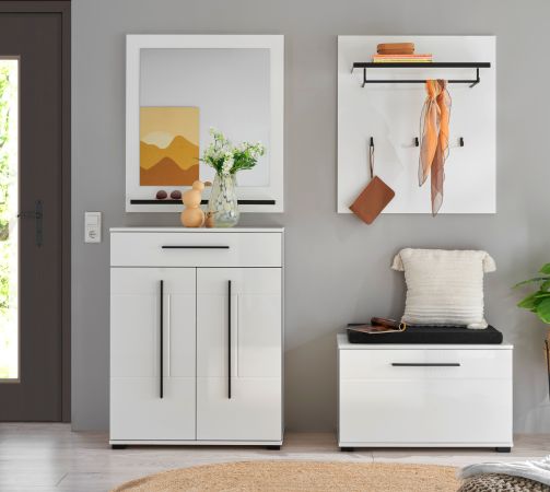 Garderobenspiegel mit Ablage Design-D in wei� 79 x 89 cm