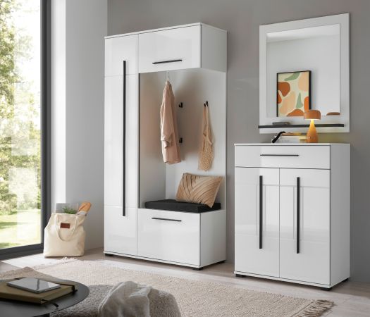 Garderobenspiegel mit Ablage Design-D in wei� 79 x 89 cm