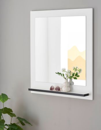 Garderobenspiegel mit Ablage Design-D in wei� 79 x 89 cm