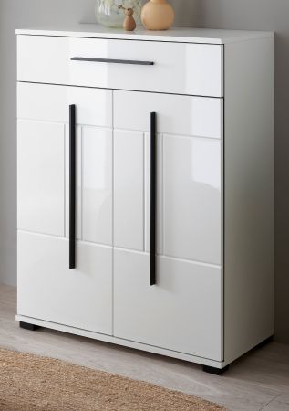 Schuhschrank Design-D in Wei� Hochglanz 80 x 103 cm, Soft-Close
