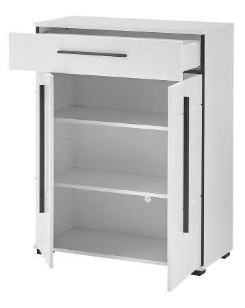 Schuhschrank Design-D in Wei� Hochglanz 80 x 103 cm, Soft-Close