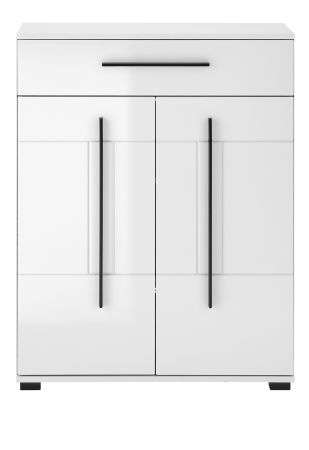 Schuhschrank Design-D in Wei� Hochglanz 80 x 103 cm, Soft-Close