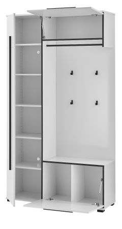 Kompaktgarderobe Design-D in wei� Hochglanz 111 x 200 cm