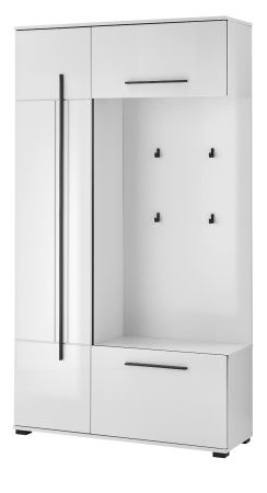 Kompaktgarderobe Design-D in wei� Hochglanz 111 x 200 cm