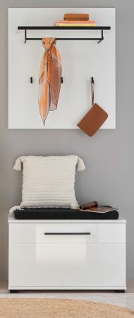 Garderobe Set 3-teilig Design-D in Wei� Hochglanz 80 x 200 cm, Soft-Close