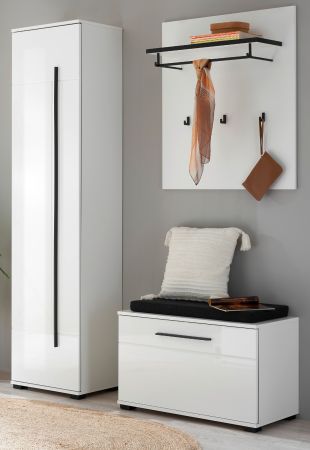 Garderobe Set 4-teilig Design-D in Wei� Hochglanz 140 x 200 cm
