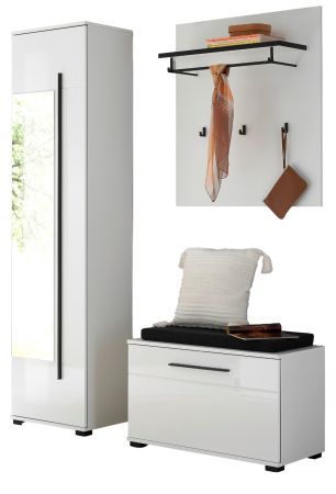 Garderobe Set 4-teilig Design-D in wei� Hochglanz 140 x 200 cm