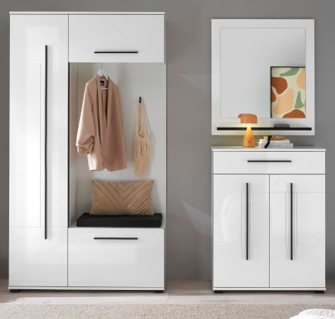 Garderobe Set 4-teilig Design-D in Wei� Hochglanz 200 x 200 cm