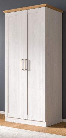Kleiderschrank Marina in wei� L�rche und Eiche Artisan Landhaus Dreht�renschrank 2-t�rig 84 x 185 cm