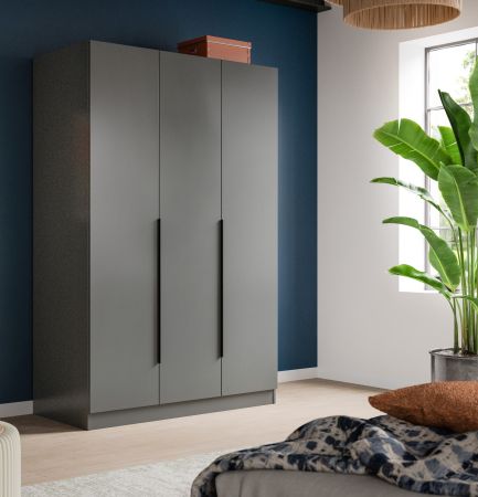 Kleiderschrank Swan in grau Dreht�renschrank 3-t�rig 120 x 181 cm