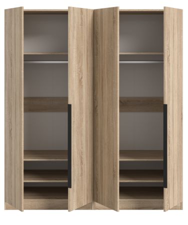 Kleiderschrank Swan in Sonoma Eiche Dreht�renschrank 4-t�rig 160 x 181 cm