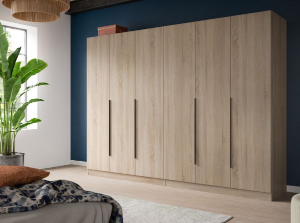 Kleiderschrank Swan in Sonoma Eiche Dreht�renschrank 6-t�rig 240 x 181 cm