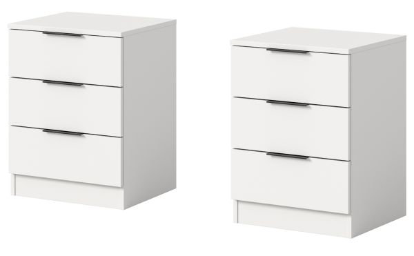 Nachttisch Set Swan in wei� 2x Nachtkommode in Komforth�he 45 x 60 cm