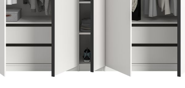 Kleiderschrank Girona in wei� Dreht�renschrank 5-t�rig 230 x 183 cm