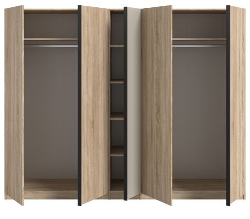 Kleiderschrank Girona in Sonoma Eiche und Kaschmir Dreht�renschrank 5-t�rig 230 x 183 cm