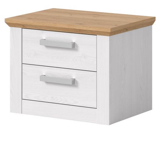 Nachttisch Mirano in wei� L�rche und Eiche Artisan Landhaus Nachtkommode 56 x 43 cm