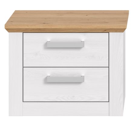 Nachttisch Mirano in wei� L�rche und Eiche Artisan Landhaus Nachtkommode 56 x 43 cm