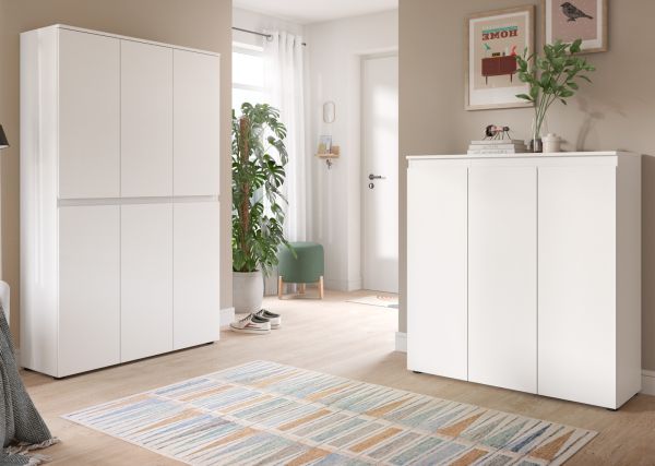 Mehrzweckschrank Assino in wei� 105 x 175 cm, bis zu 18 F�cher