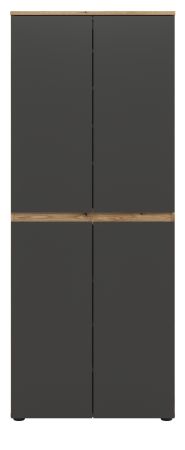 Mehrzweckschrank Assino in Grau und Eiche, 4-t�rig 70 x 175 cm, 7 Einlegeb�den und Kleiderstange