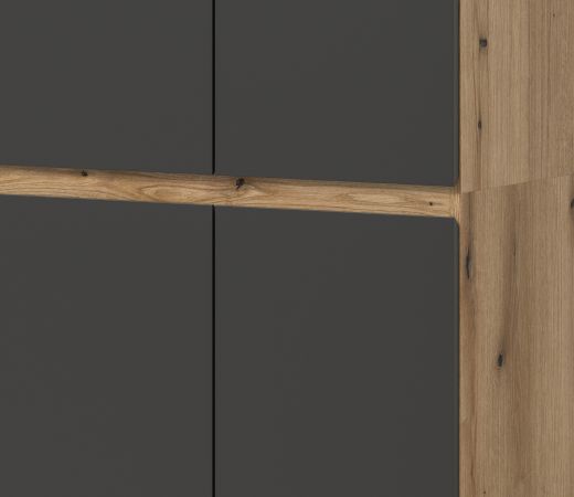Mehrzweckschrank Assino in Grau und Eiche 105 x 175 cm, 14 Einlegeb�den und Kleiderstange