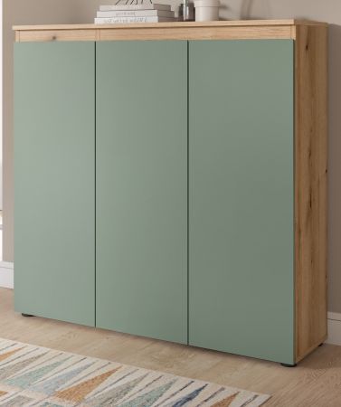 Kommode Assino in Gr�n und Eiche 105 x 111 cm, bis zu 10 F�cher
