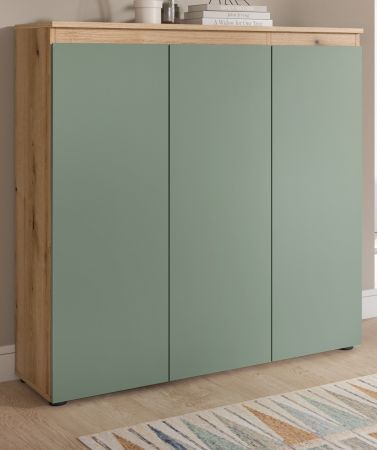 Kommode Assino in Gr�n und Eiche 105 x 111 cm, bis zu 10 F�cher