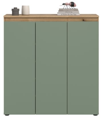 Kommode Assino in Gr�n und Eiche 105 x 111 cm, bis zu 10 F�cher